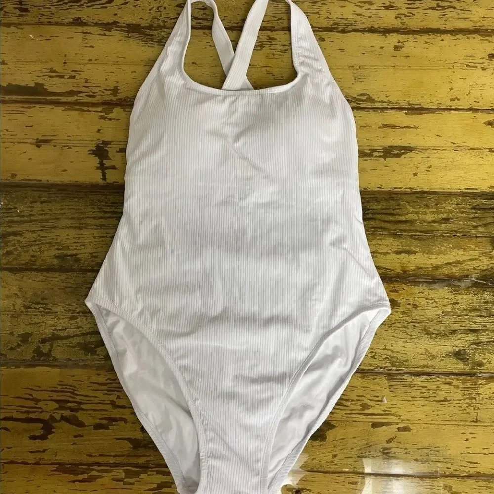 NWT Sz XXL Andie The Tulum *Ribbed* One Piece Swimsuit White